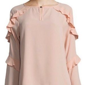 Ivanka Trump Pink plush Tiered Blouse Size L